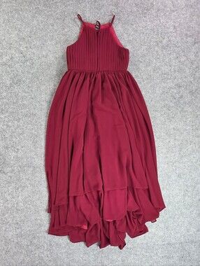 Girls Duntery Formal Occasion Wine Red Maxi Dress Sz 8/10